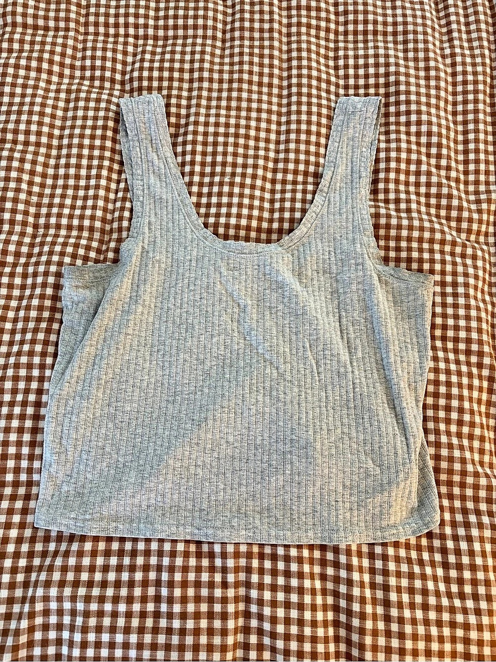 Old Navy First-Layer Ribbed Scoop-Neck Tank Top Gray Size Large